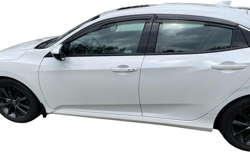 Optimal Co 2016-2021 Tape-On Rain Guards for Honda Civic Hatchback Side Window Visor Deflectors 10th Gen HB Type-R EX EX-L LX Sport Touring 3D Wavy JDM Style Vent Shades - Image 4